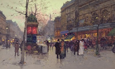 Paris street scene by Eugene Galien Laloue